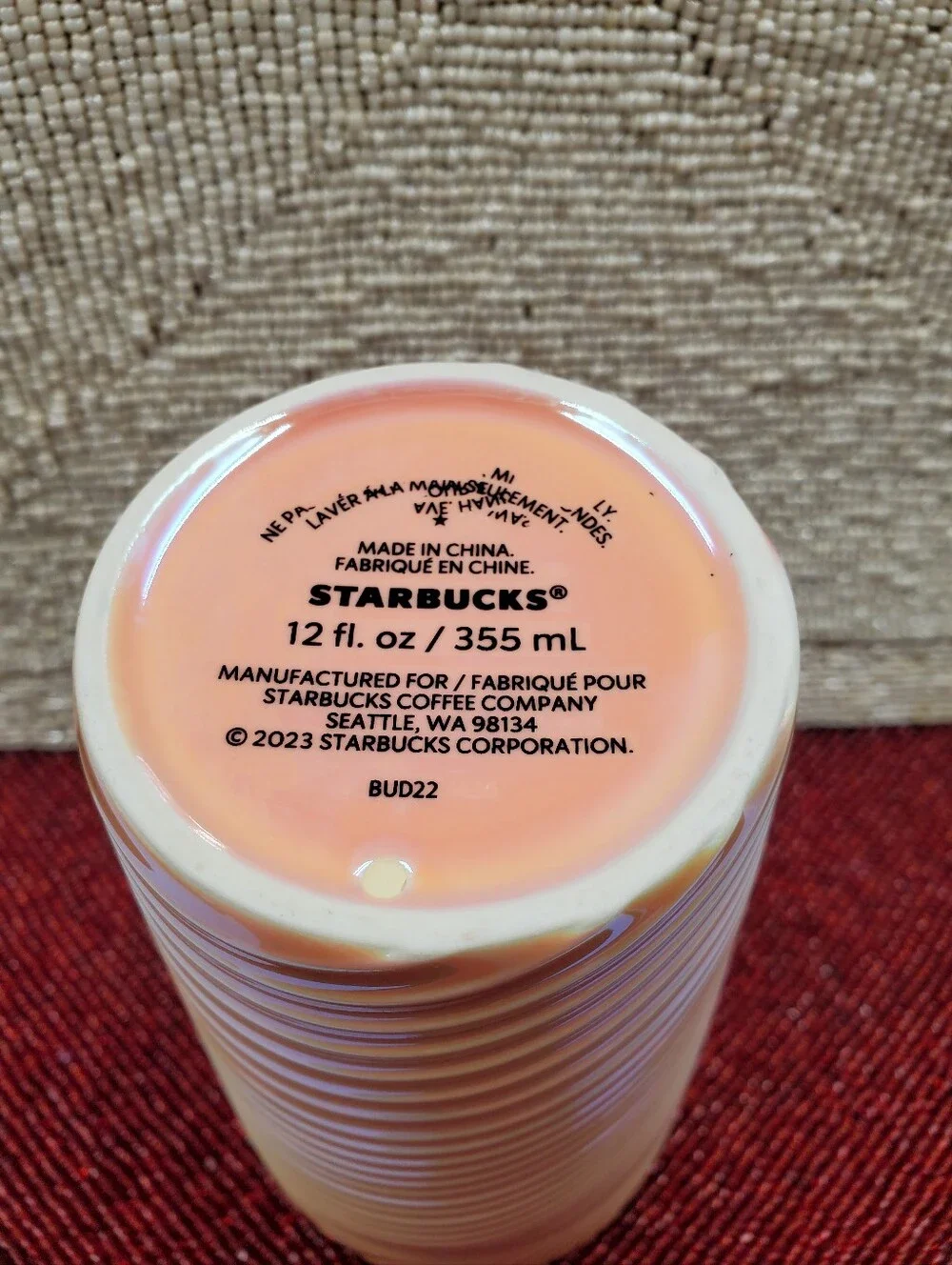 Starbucks Summer 2023 Cotton Candy Pink Luster Ceramic Tumbler (C21)